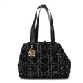 Christian Dior Calfskin Tweed Cannage Medium Toujours  Black White