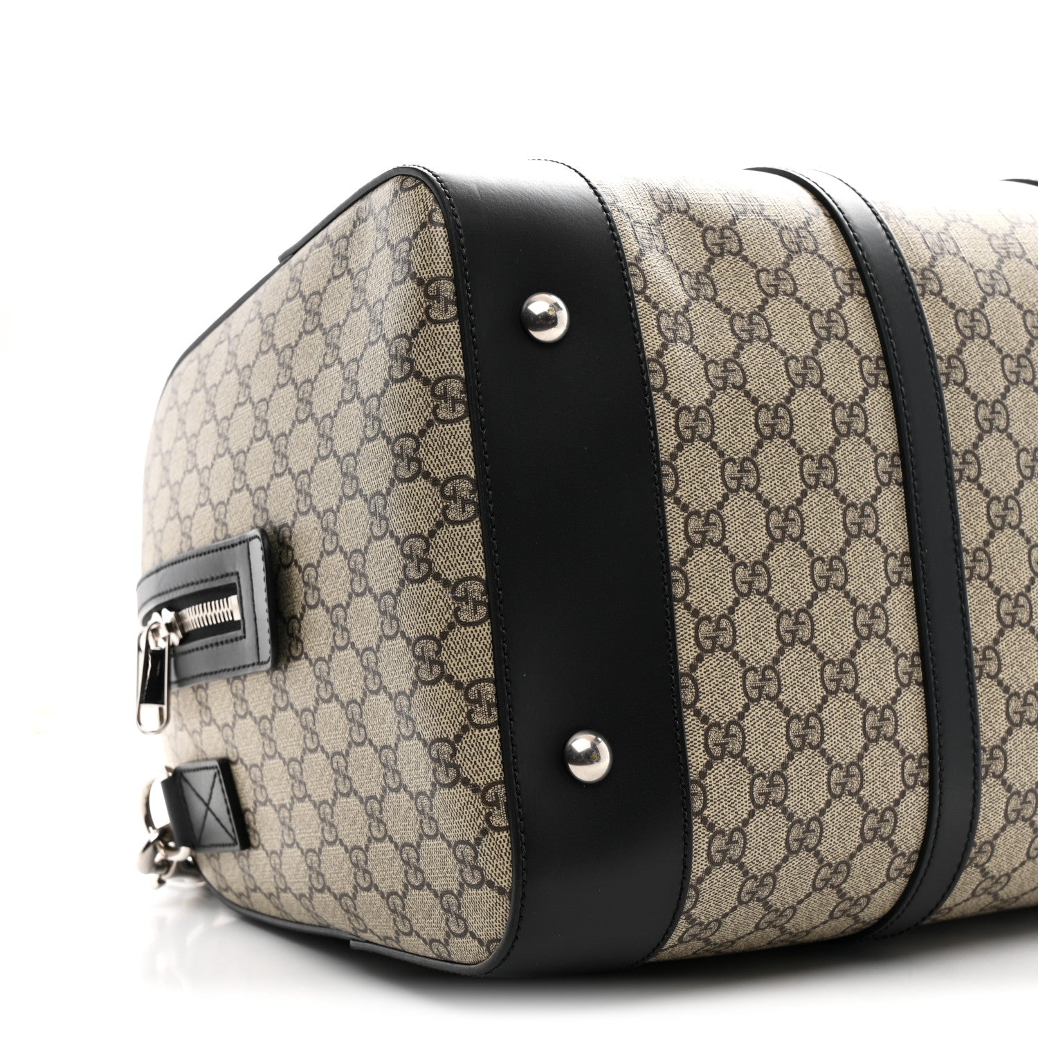 Gucci GG Supreme Monogram Selleria Calfskin Medium Duffle Beige Ebony Black
