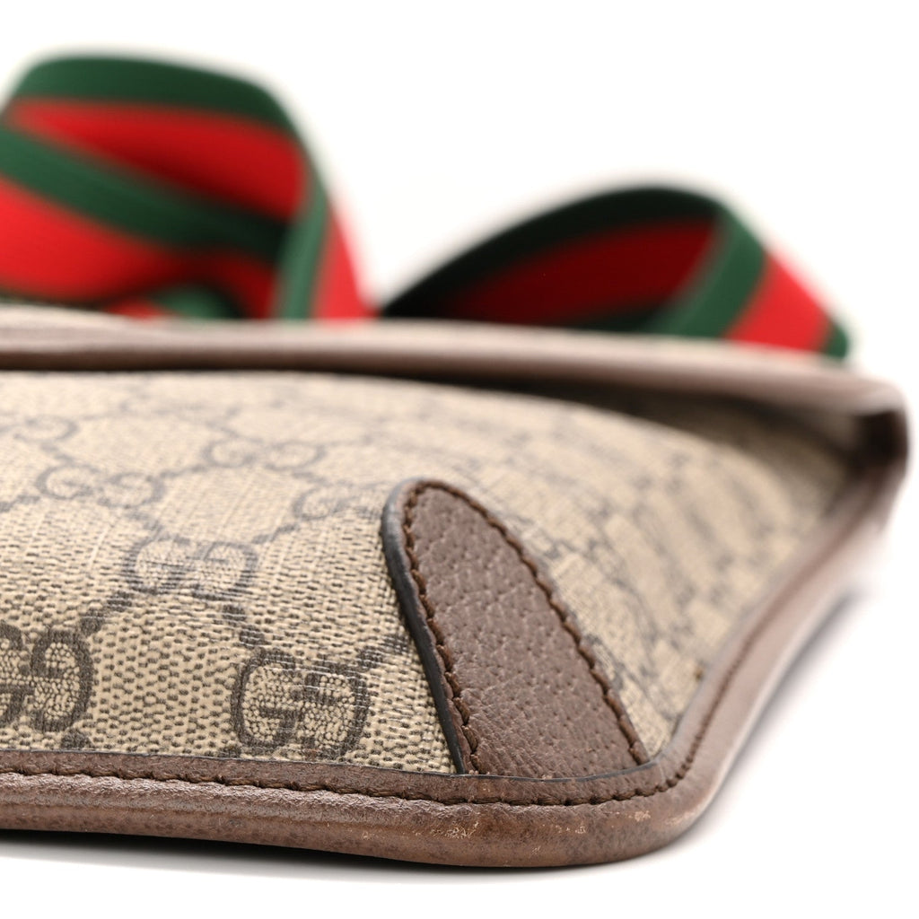 Gucci GG Supreme Monogram Web Medium Neo Vintage Flap Messenger Bag Beige New Acero