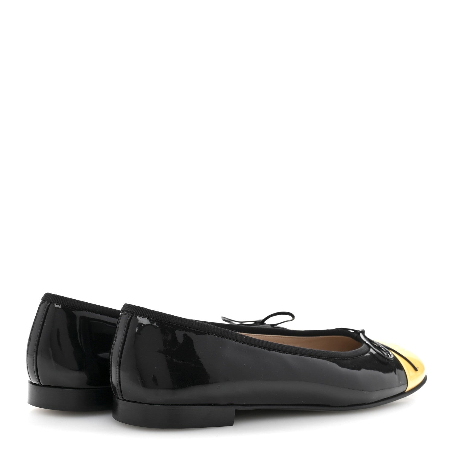 Patent CC Cap Toe Ballerina Flats 40 Black Beige