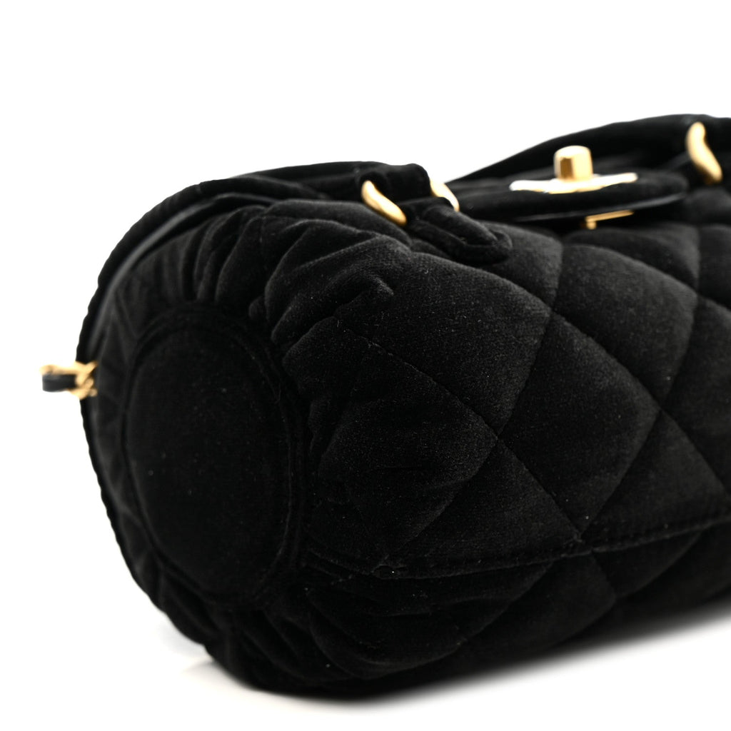 Chanel Velvet Quilted Mini Top Handle Flap Black