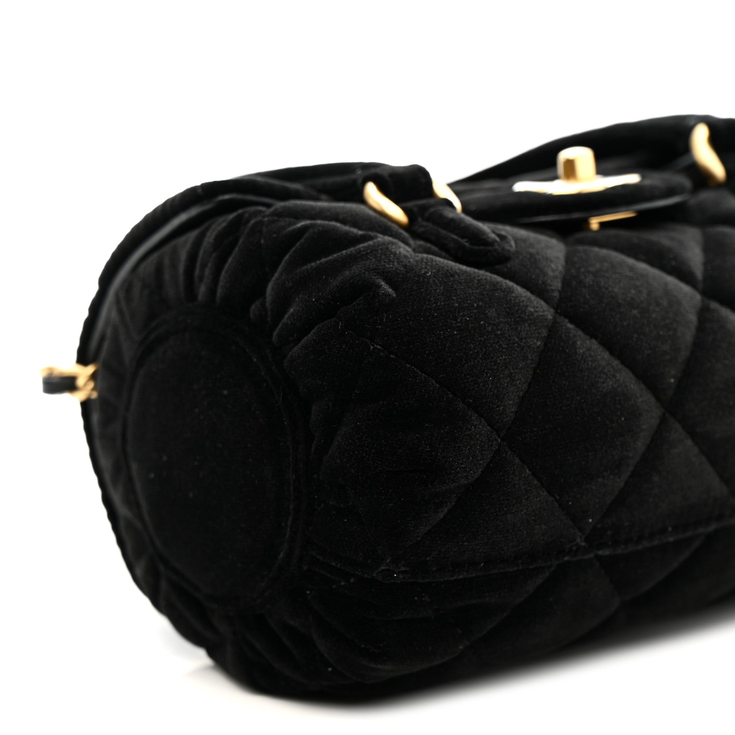 Chanel Velvet Quilted Mini Top Handle Flap Black