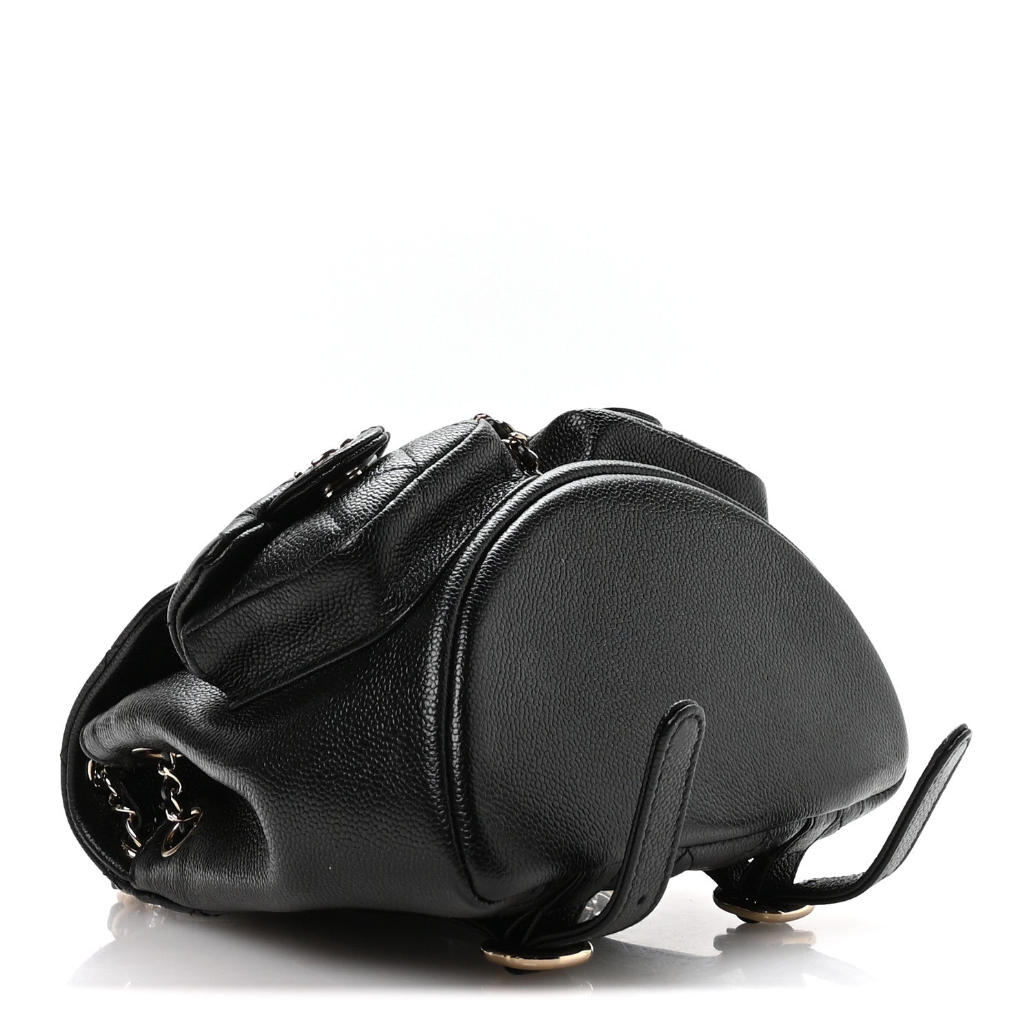 Chanel Shiny Caviar Quilted Small Duma Pockets Drawstring Backpack Black