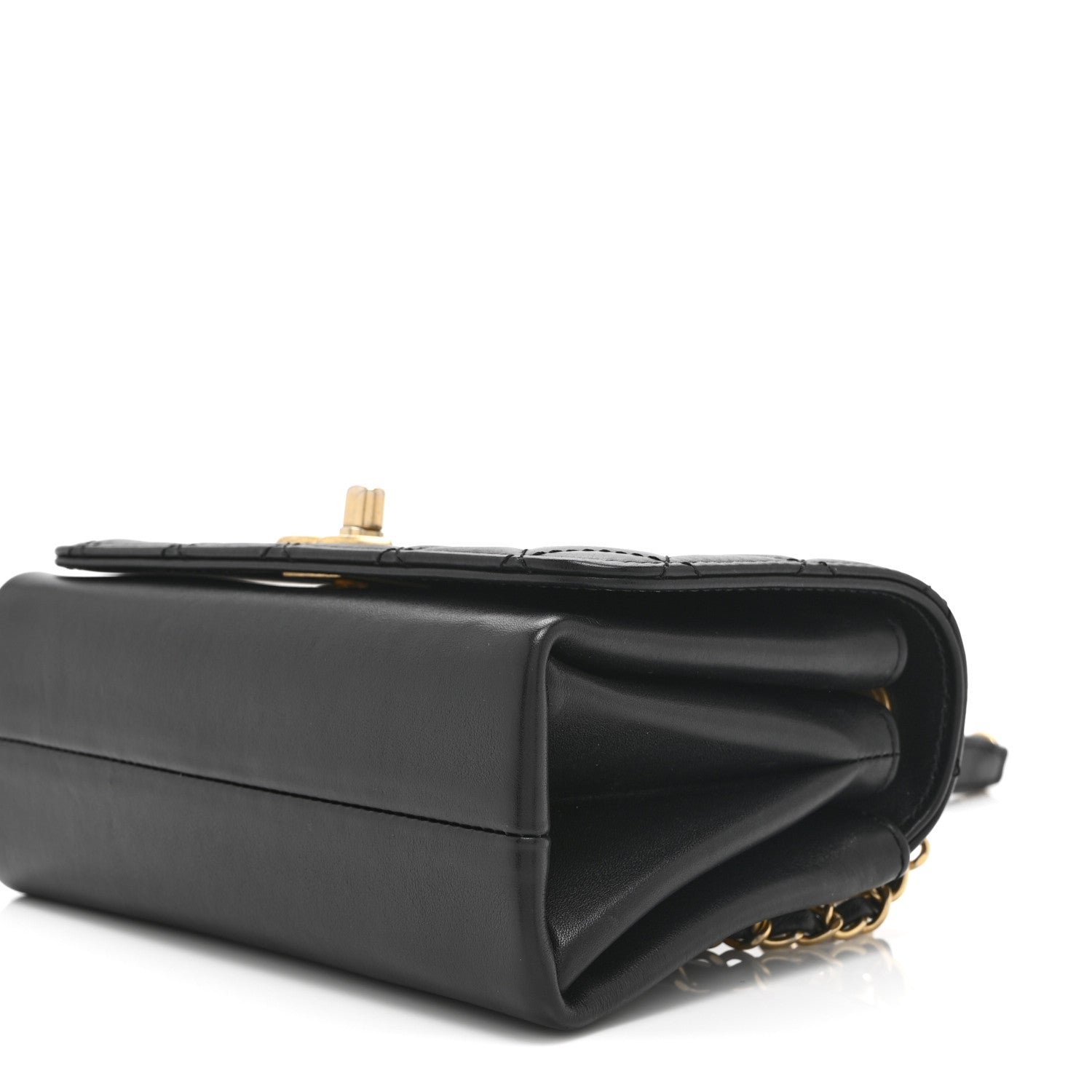 Chanel Calfskin Quilted Pearl Jewel Chain Flap Black