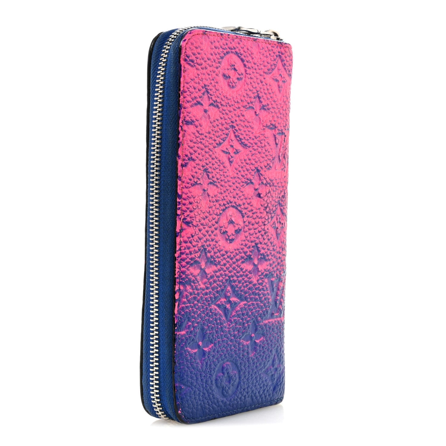 Louis Vuitton Taurillon Illusion Zippy Vertical Wallet Bleu Rose