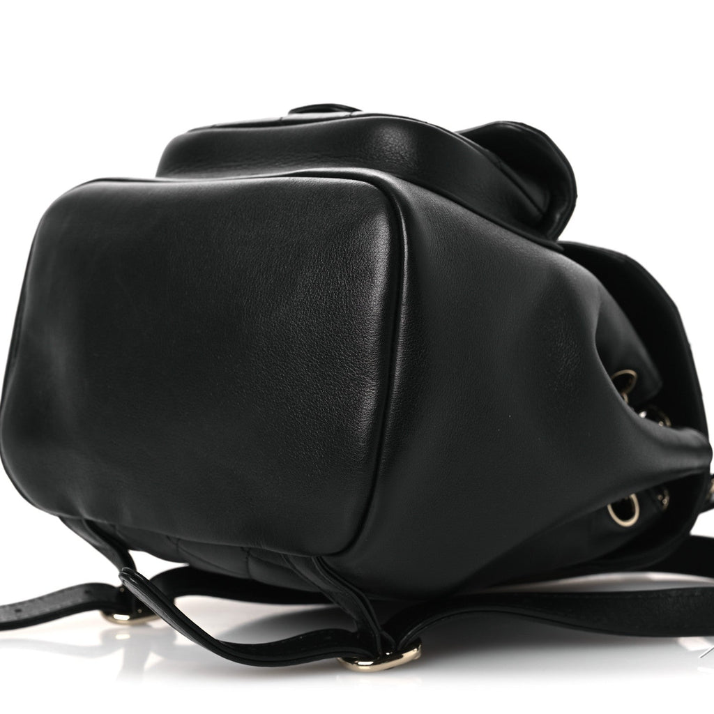 Chanel Lambskin Quilted Small Duma Drawstring Backpack Black