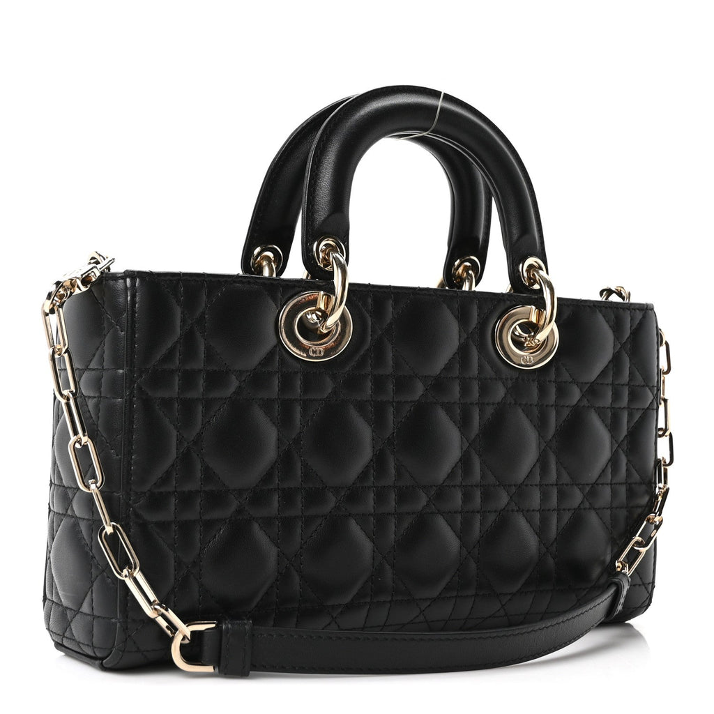 Christian Dior Lambskin Cannage Medium Lady D-Joy Black