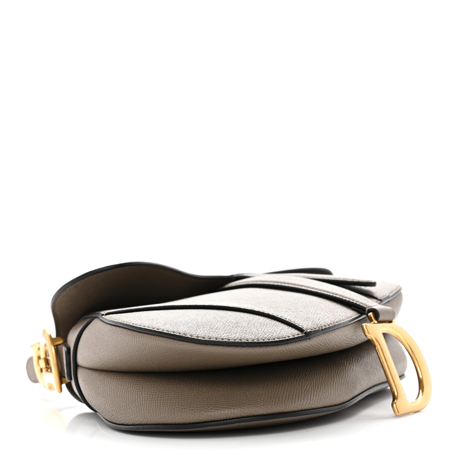 Christian Dior Grained Calfskin Saddle Bag With Strap Clay Green