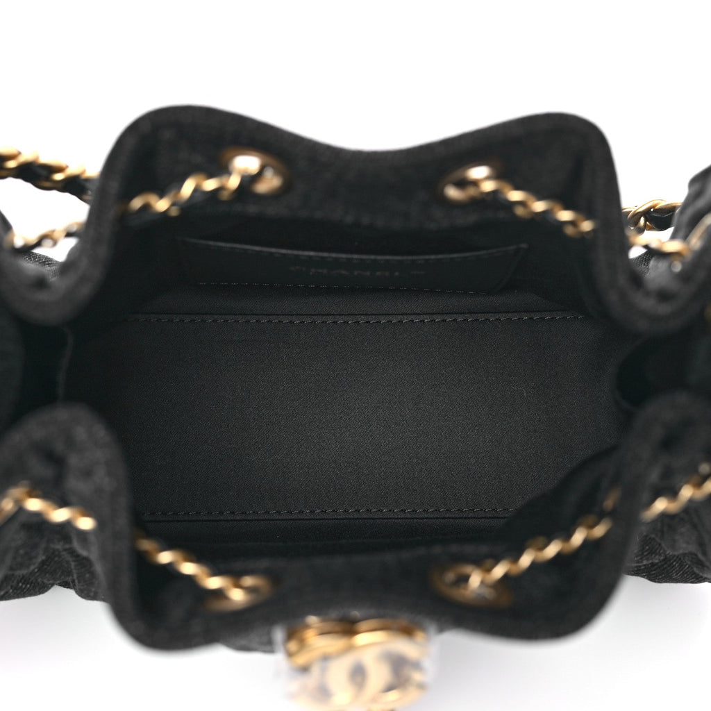 Chanel Washed Denim Quilted Mini Chanel 25 Handbag Black