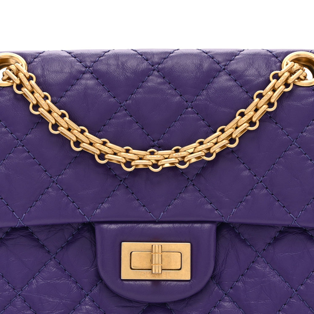 Chanel Aged Calfskin Quilted 2.55 Reissue Mini Flap Purple