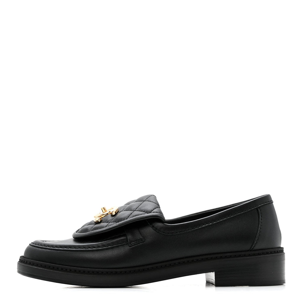 Lambskin Quilted CC Turnlock Loafers 36 Black