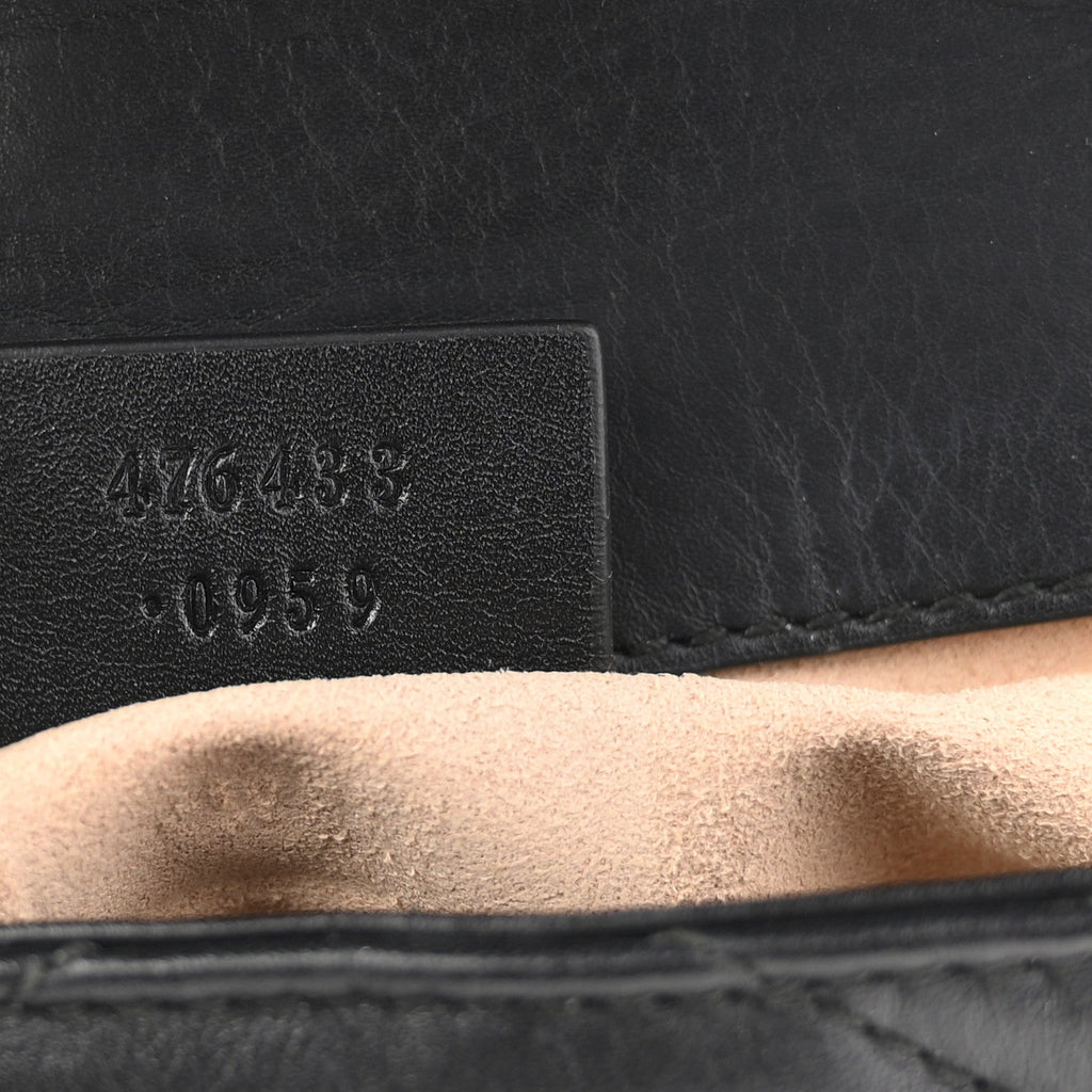 Gucci Calfskin Matelasse Super Mini GG Marmont Shoulder Bag Black