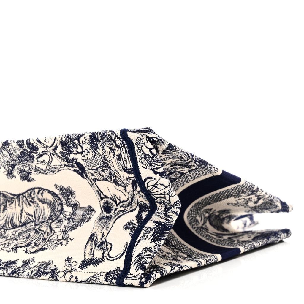 Christian Dior Canvas Embroidered Medium Dioriviera Toile De Jouy Book Tote Blue