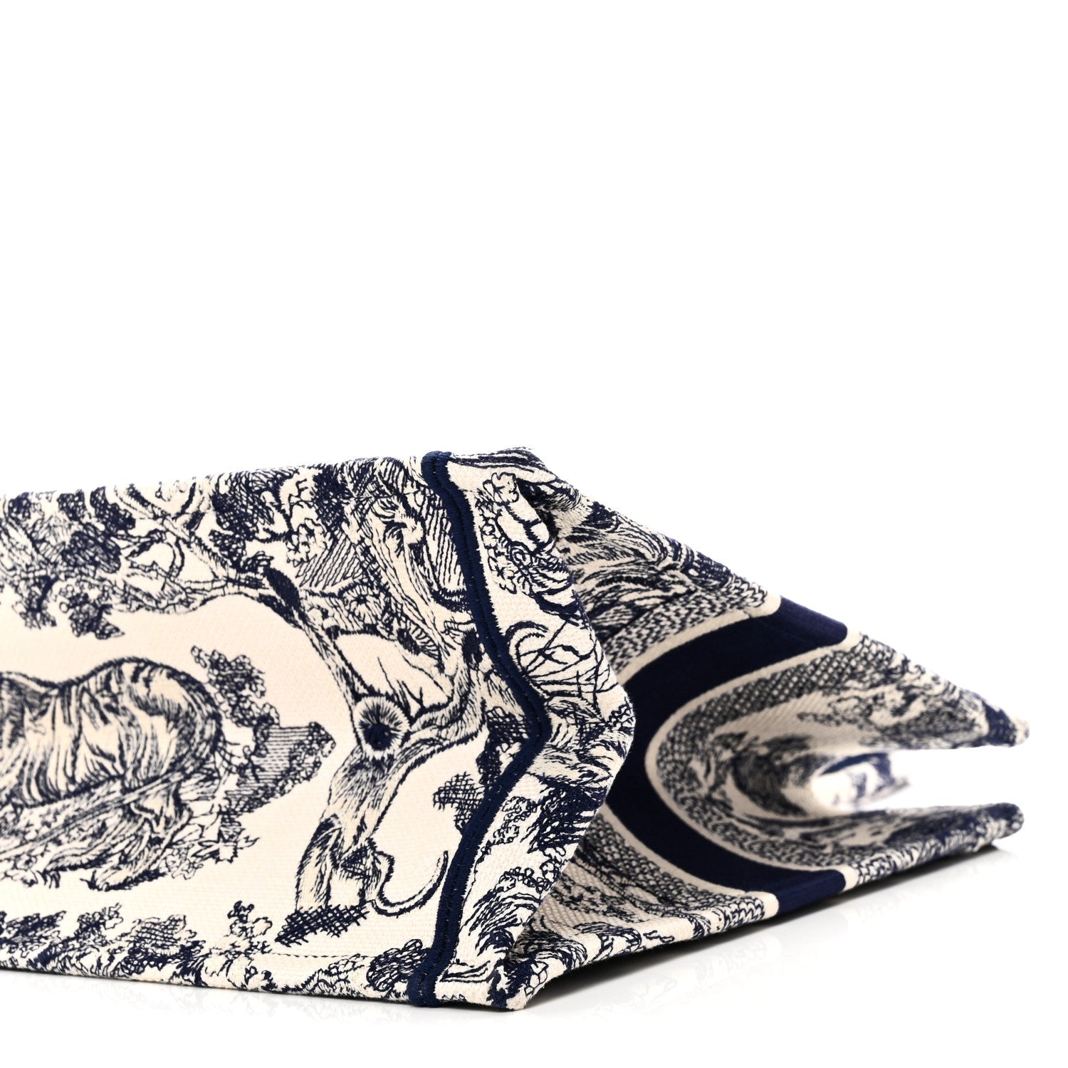 Christian Dior Canvas Embroidered Medium Dioriviera Toile De Jouy Book Tote Blue