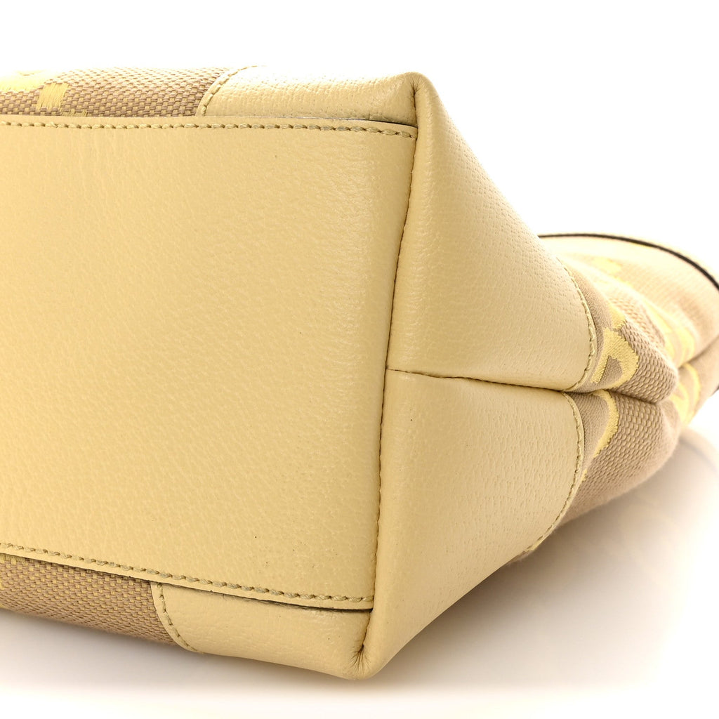 Gucci Monogram Jumbo GG Textured Dollar Calfskin Medium Ophidia Shopping Tote Beige Banana
