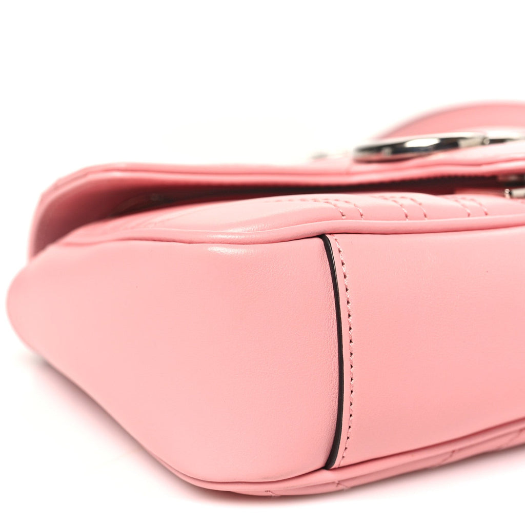 Gucci Calfskin Matelasse Mini GG Marmont Shoulder Bag  Wild Rose
