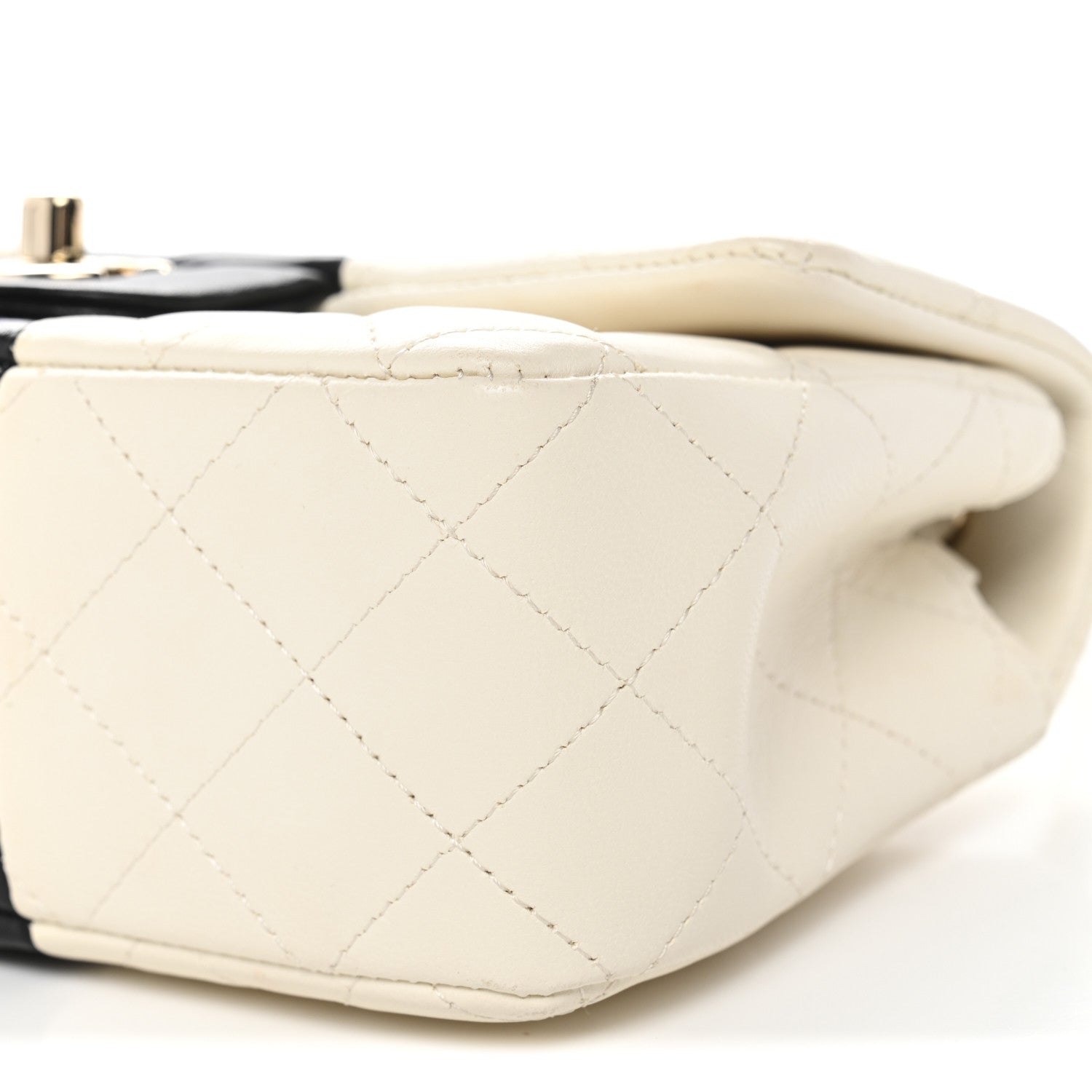 Chanel Lambskin Quilted Mini Rectangular Flap White Black