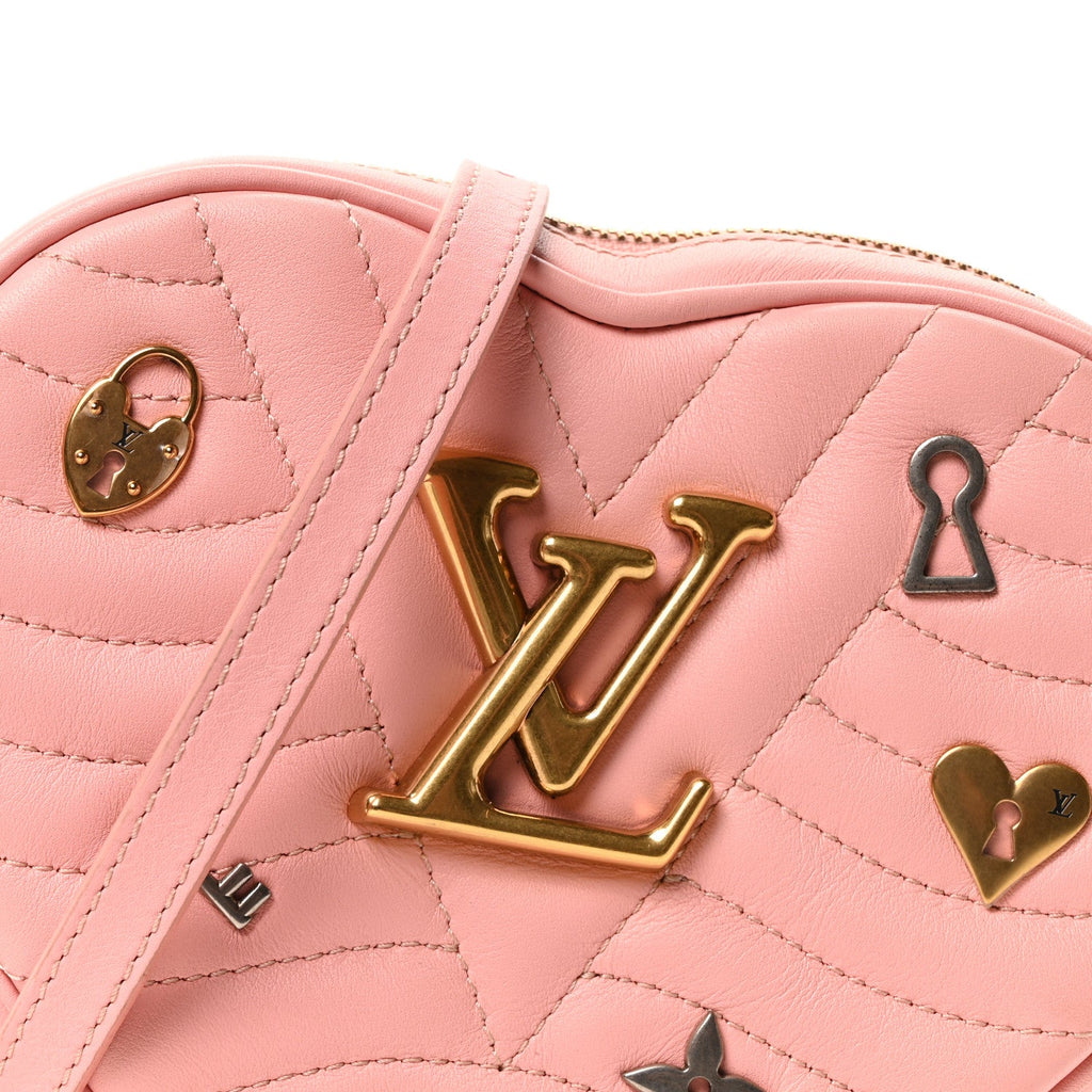 Louis Vuitton Calfskin Embellished New Wave Love Lock Heart Bag Rose Pomettes