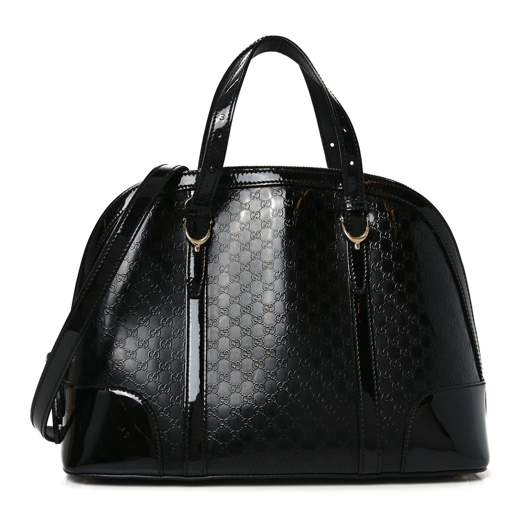 Gucci Patent Microguccissima Small Nice Top Handle Dome Bag Black