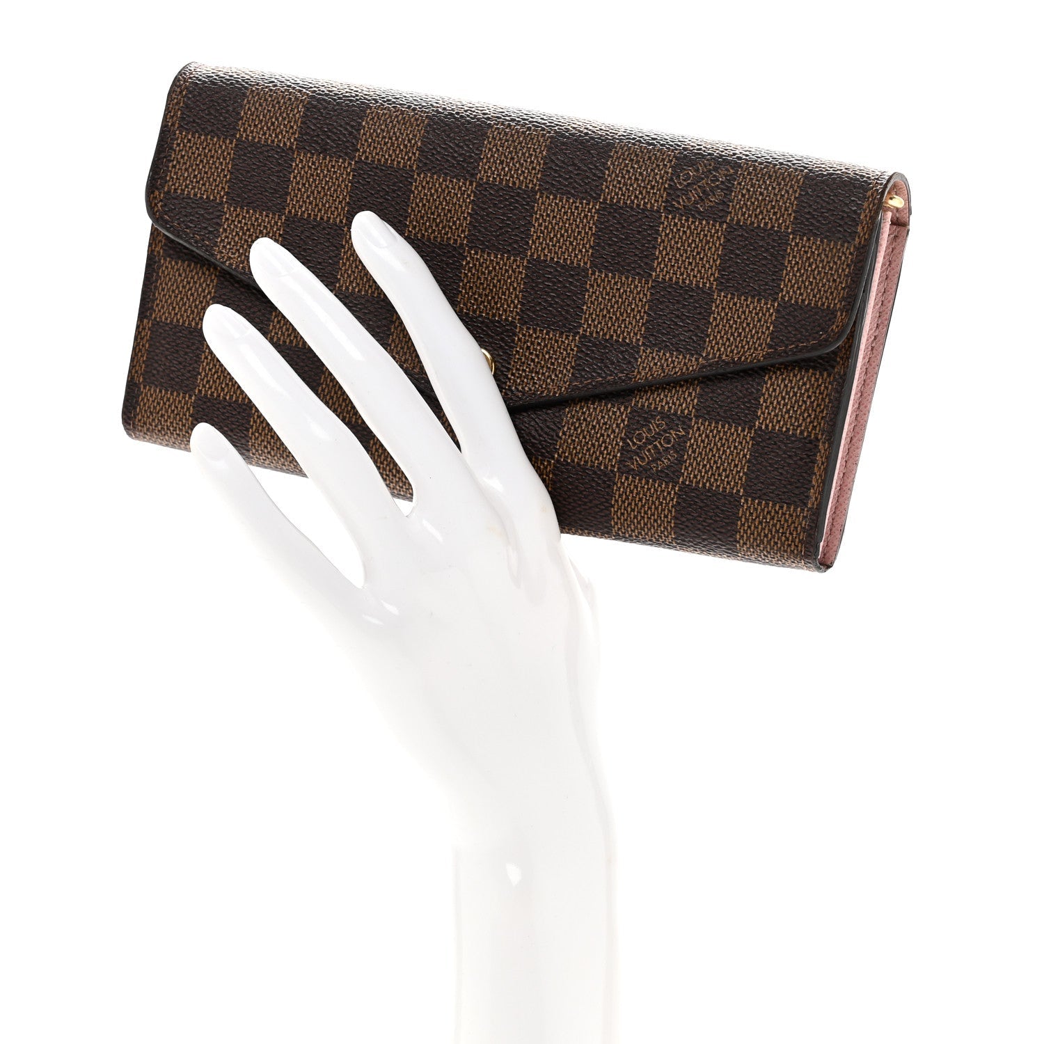 Louis Vuitton Damier Ebene Sarah Wallet NM Rose Ballerine