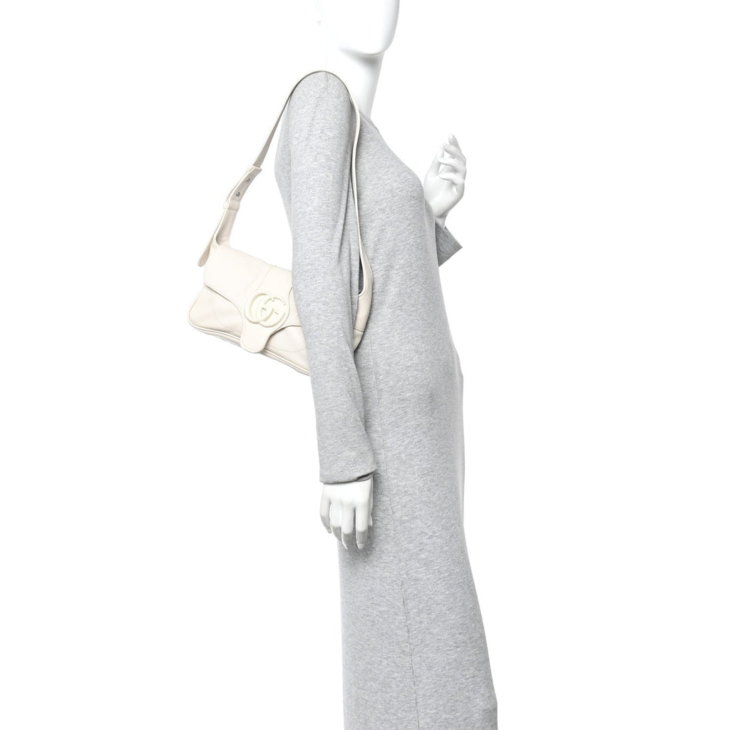 Gucci Goatskin Small GG Monochrome Aphrodite Shoulder Bag Mystic White