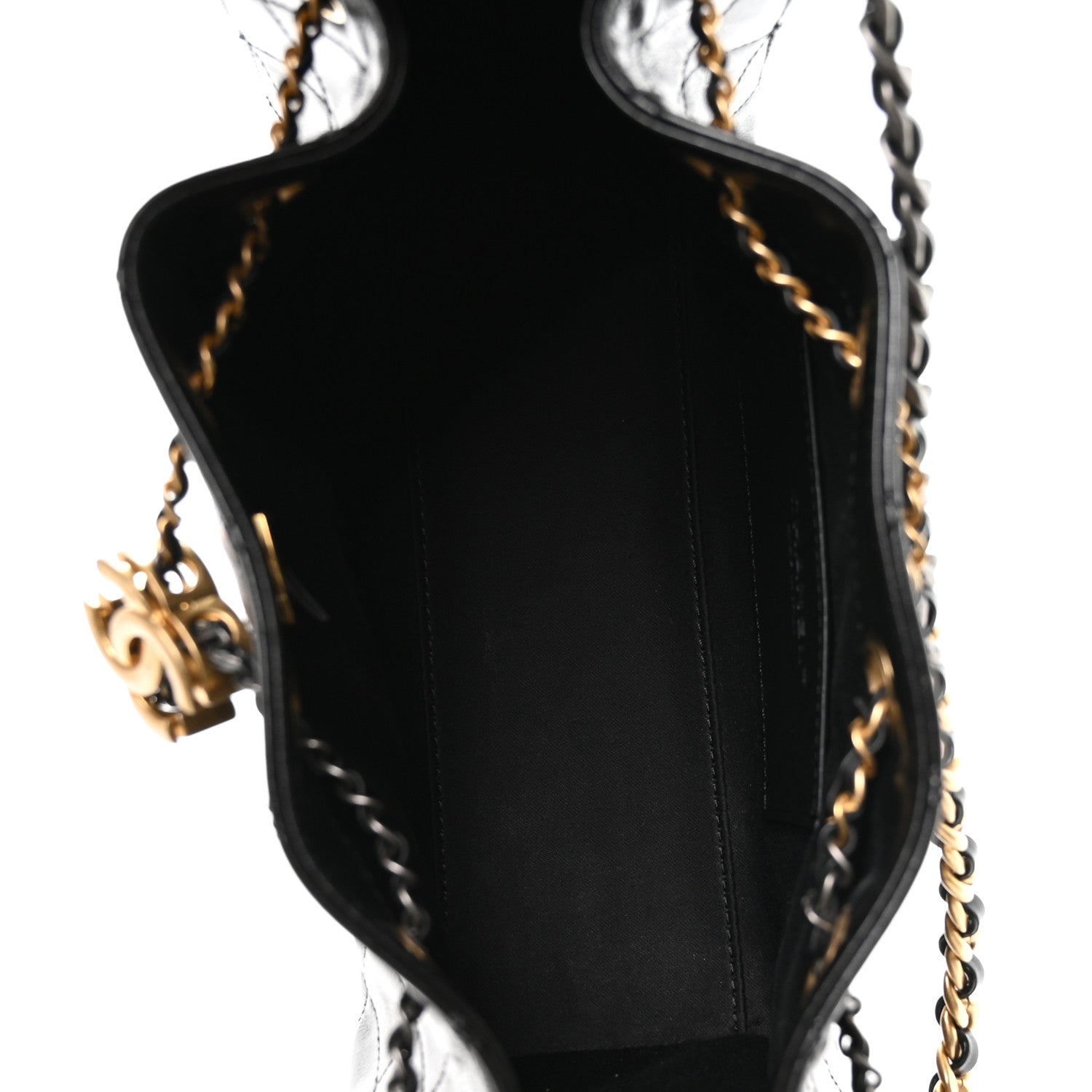 Chanel Shiny Crumpled Calfskin Quilted Mini Chanel 25 Handbag Black