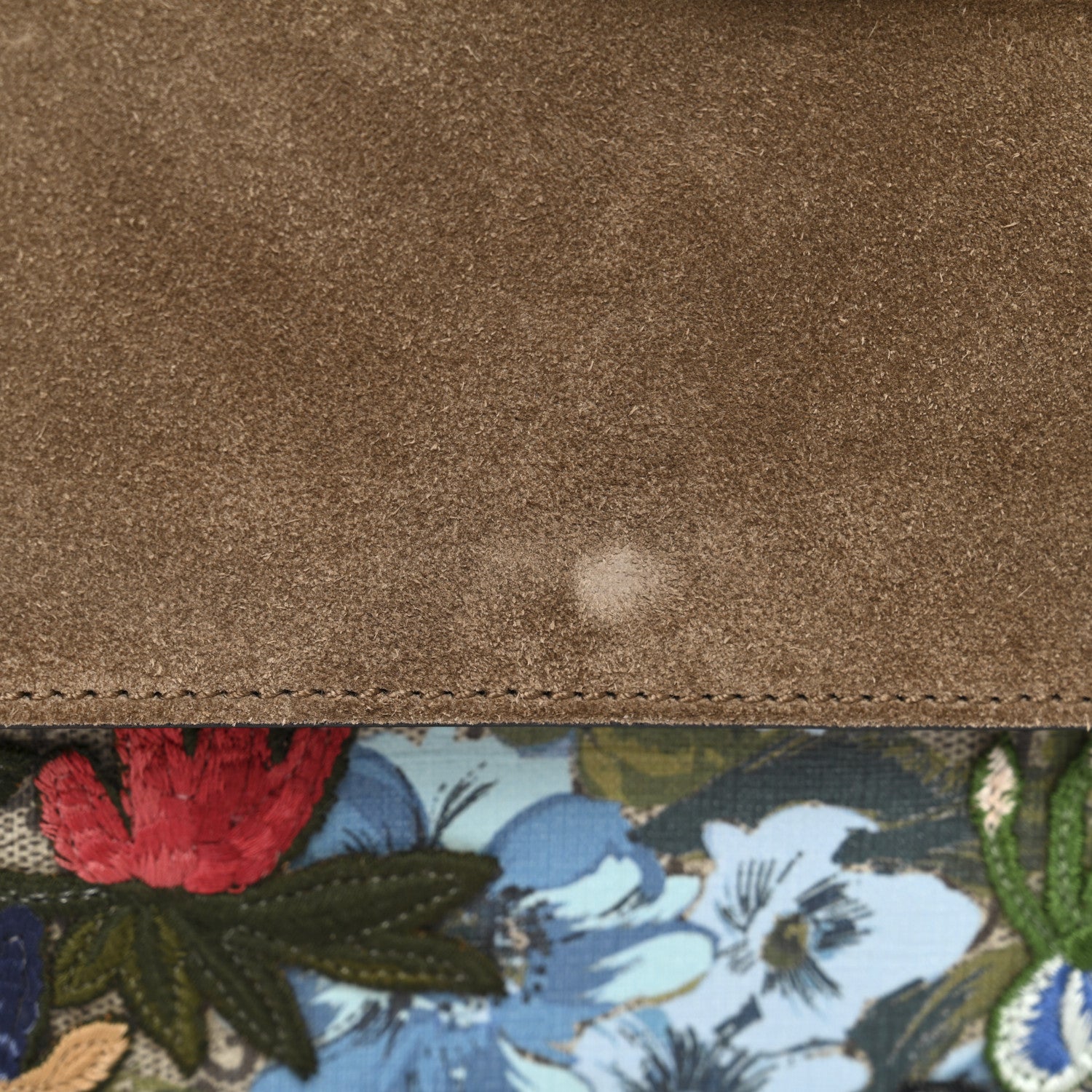 Gucci GG Supreme Monogram Blooms Print Embroidered Small Dionysus Shoulder Bag Blue Taupe