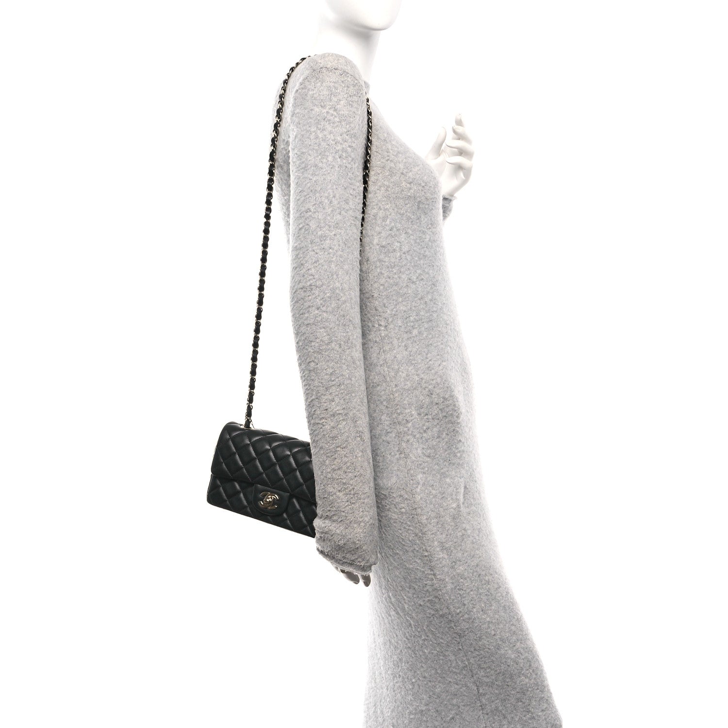 Chanel Lambskin Quilted Mini Rectangular Flap Black