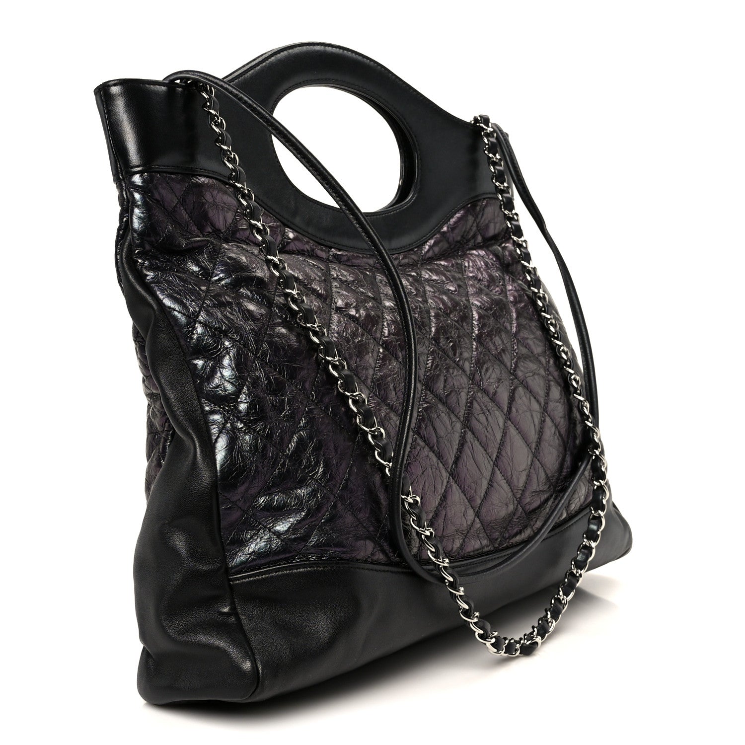 Chanel Crumpled Calfskin Quilted 31 Large Shopping Bag Black