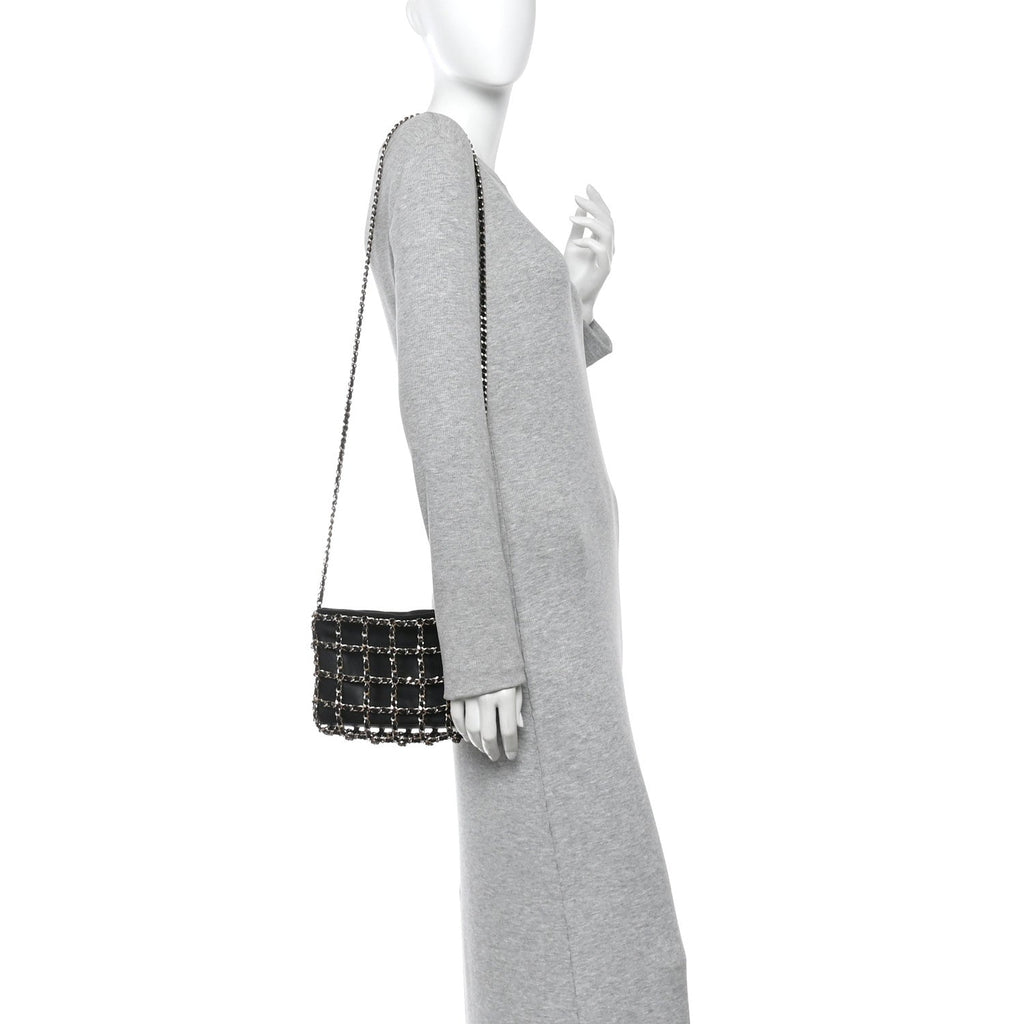 Chanel Lambskin Chain Frame Shoulder Bag Black
