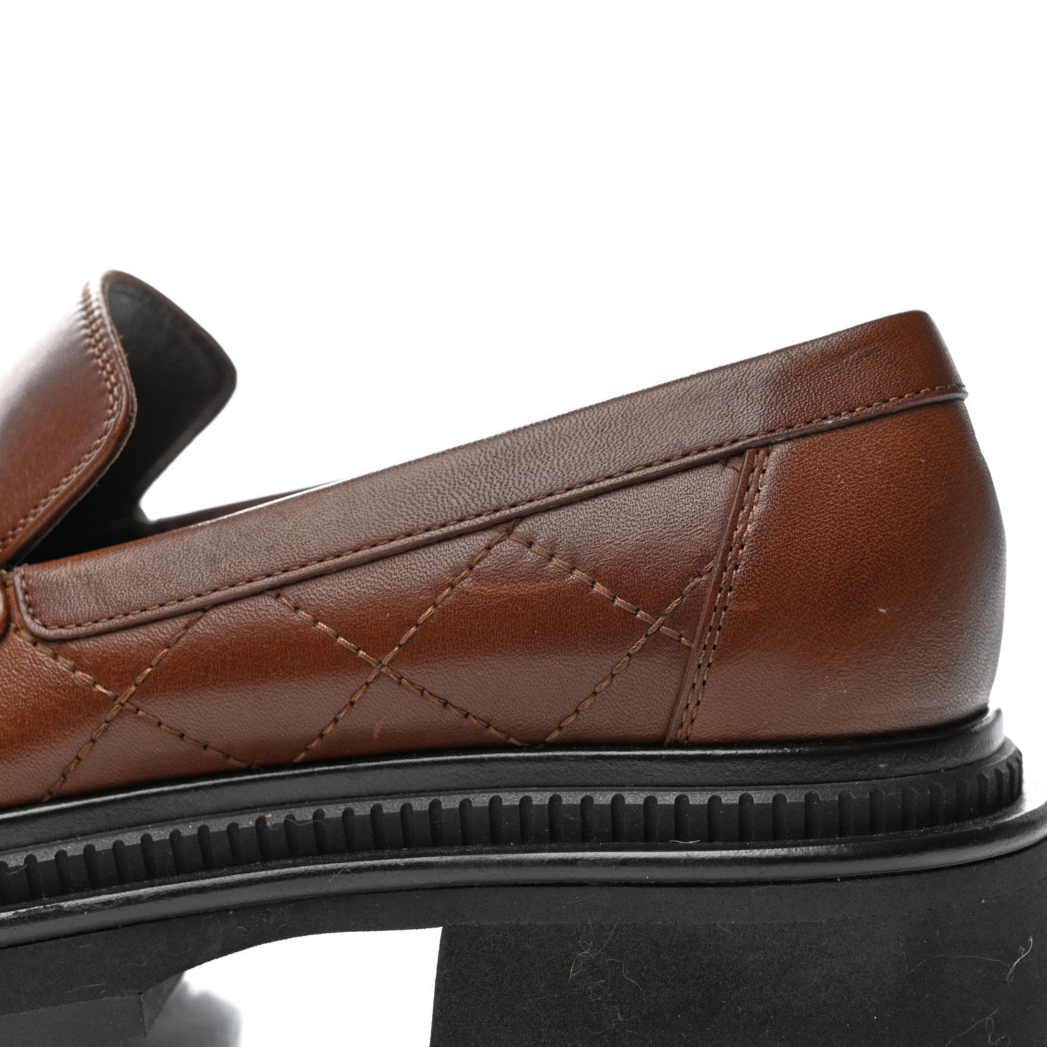 Calfskin Quilted CC Mocassin Loafers 36 Brown