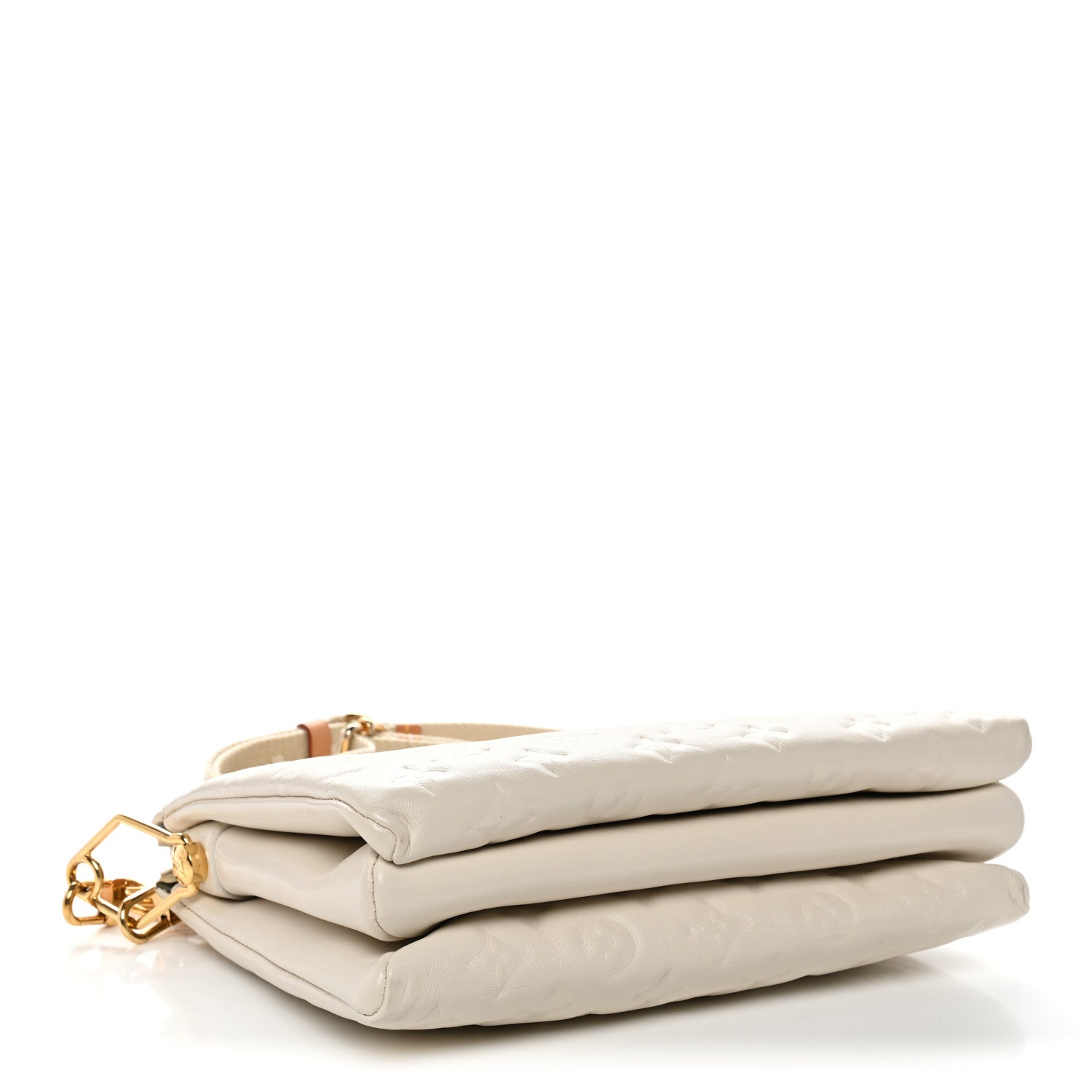 Louis Vuitton Lambskin Embossed Monogram Coussin PM Cream