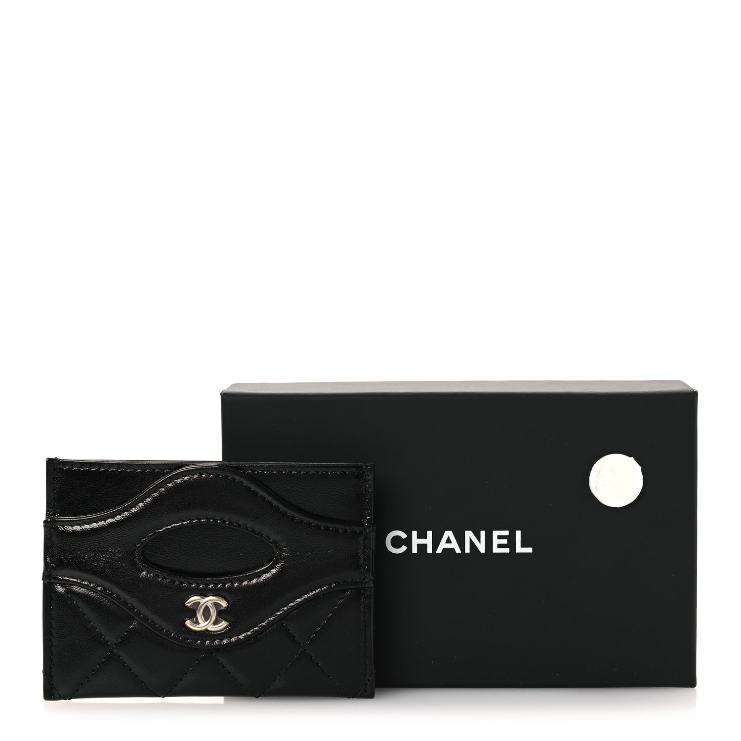 Chanel Shiny Crumpled Calfskin Quilted 31 Card Holder Black