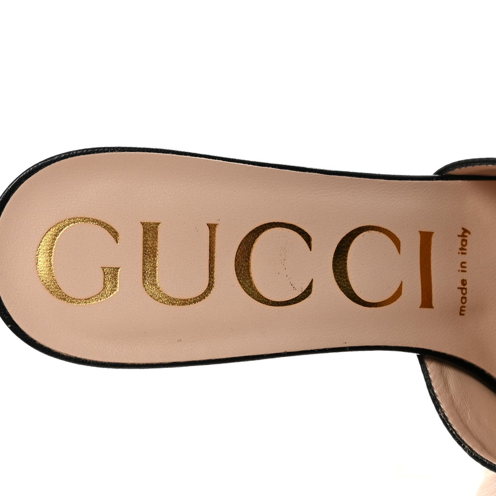 Gucci Malaga Kid Crystal Square G Madelyn 60mm Mules 37.5 Black