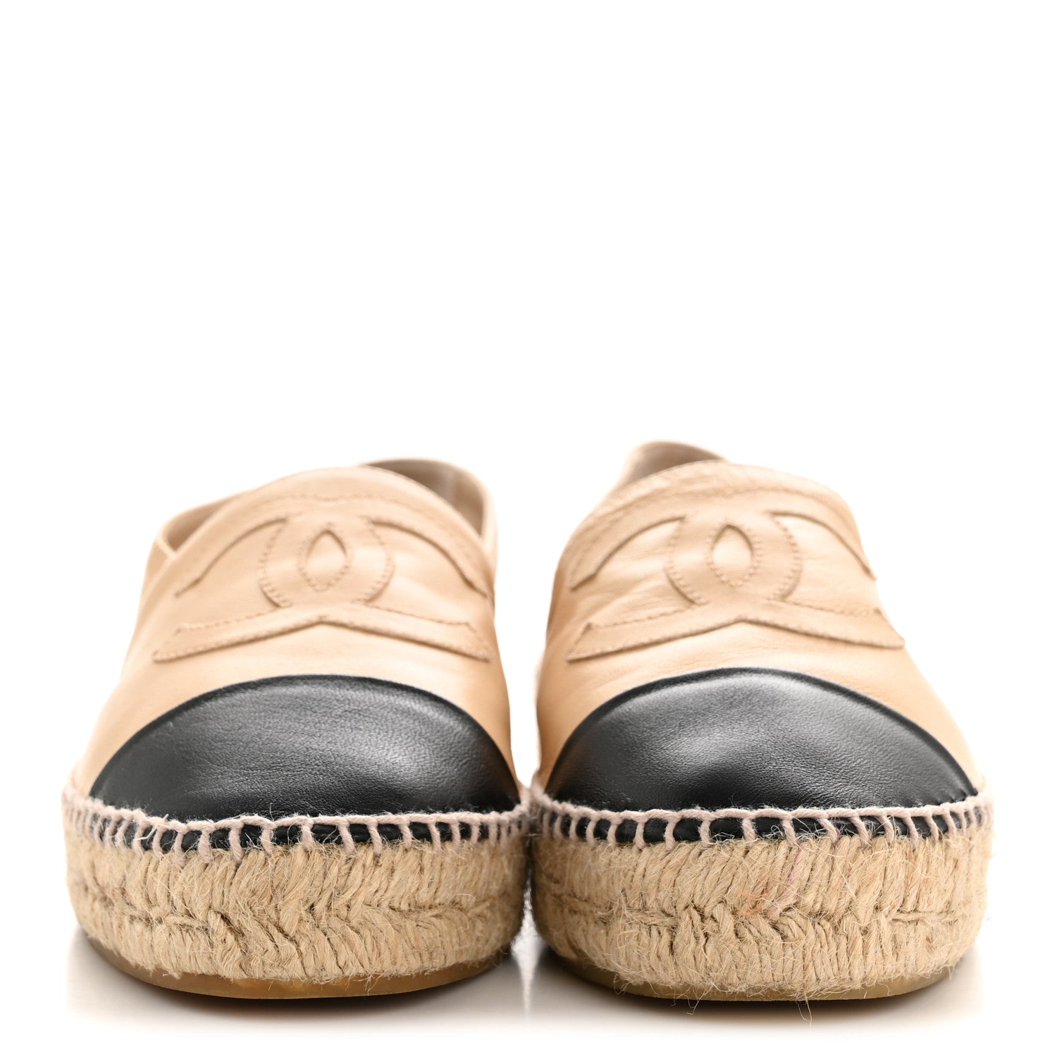 Lambskin CC Espadrilles 37 Beige Black