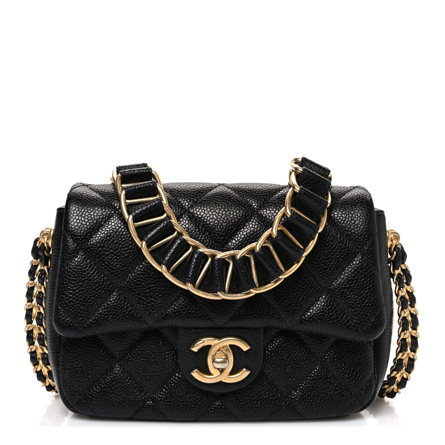 Chanel Caviar Quilted Mini Chain Soul Flap Black