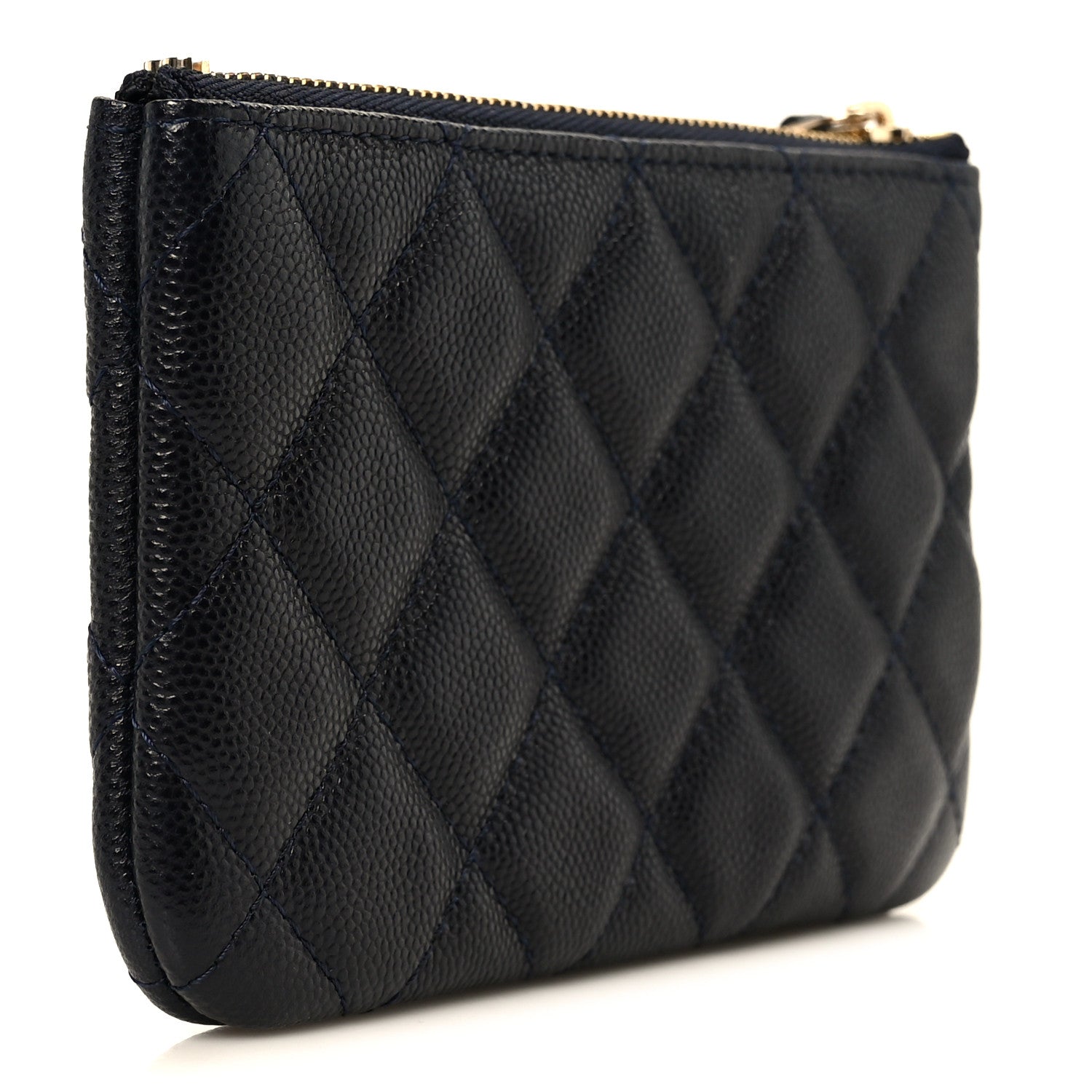 Caviar Quilted Small Cosmetic Case Navy Blue