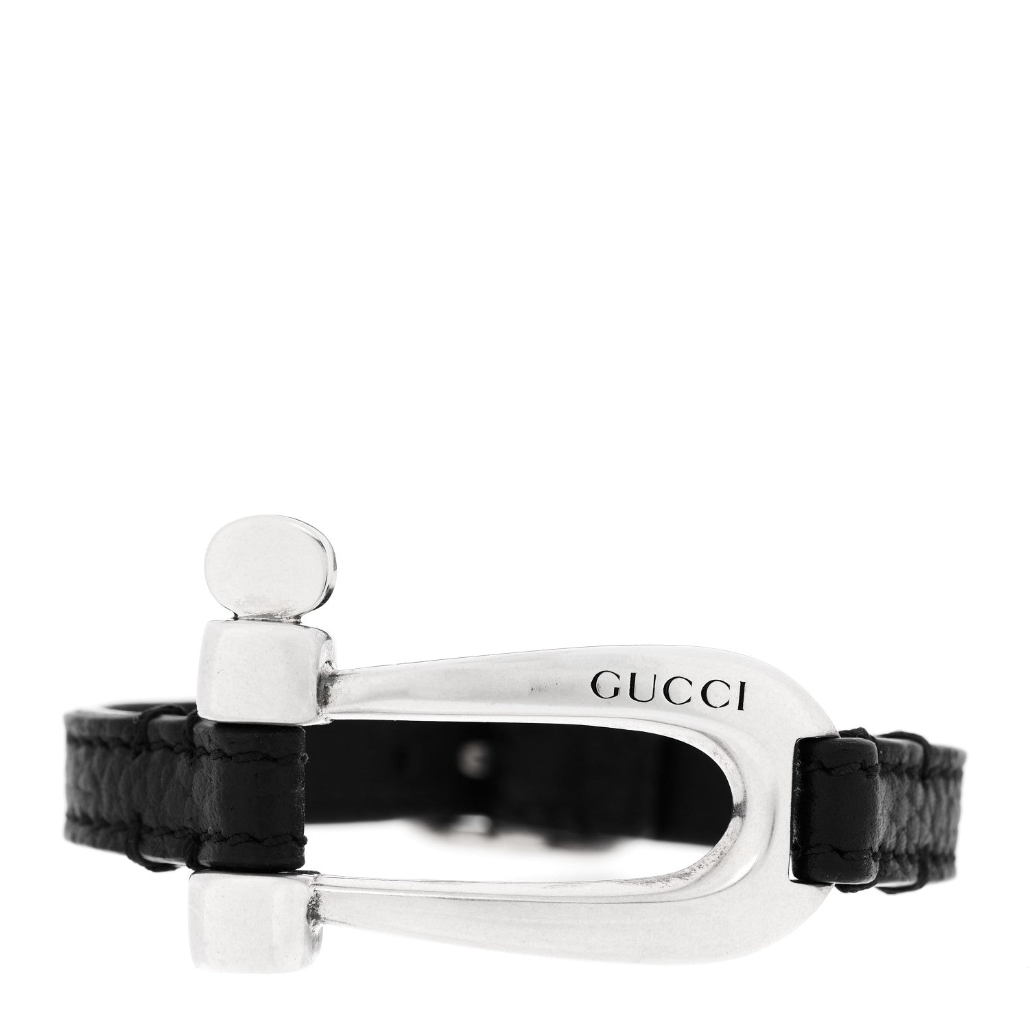 Gucci Sterling Silver Calfskin Horsebit Bracelet