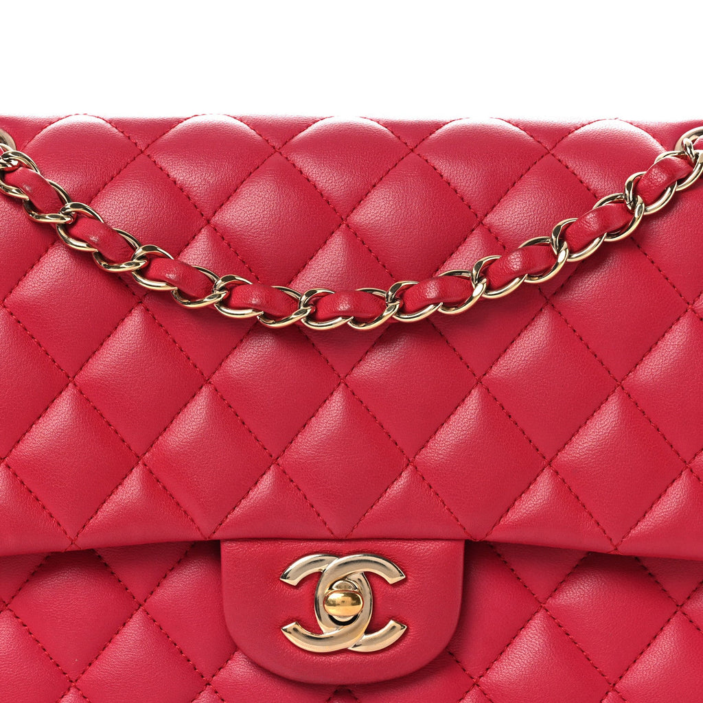 Chanel Lambskin Quilted Medium Double Flap Red