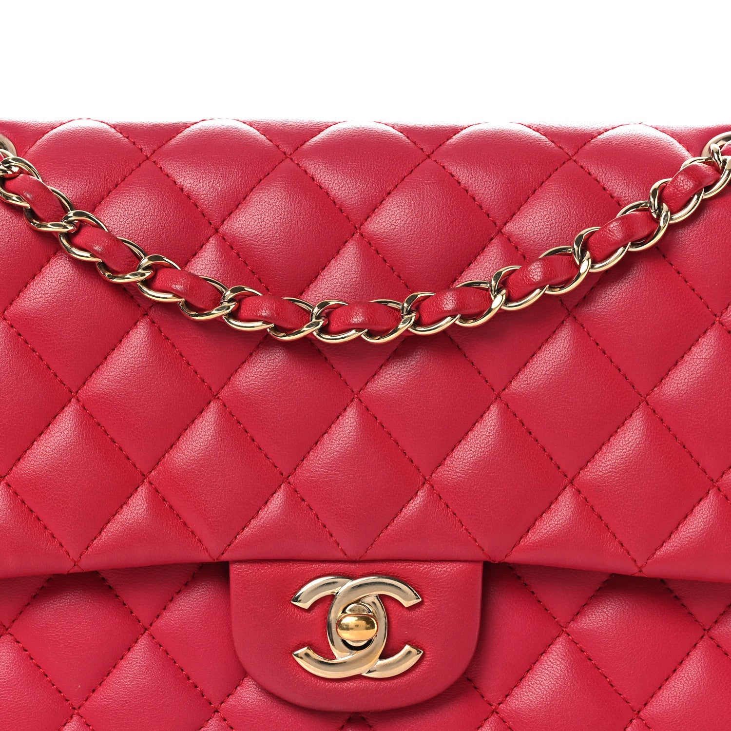 Chanel Lambskin Quilted Medium Double Flap Red
