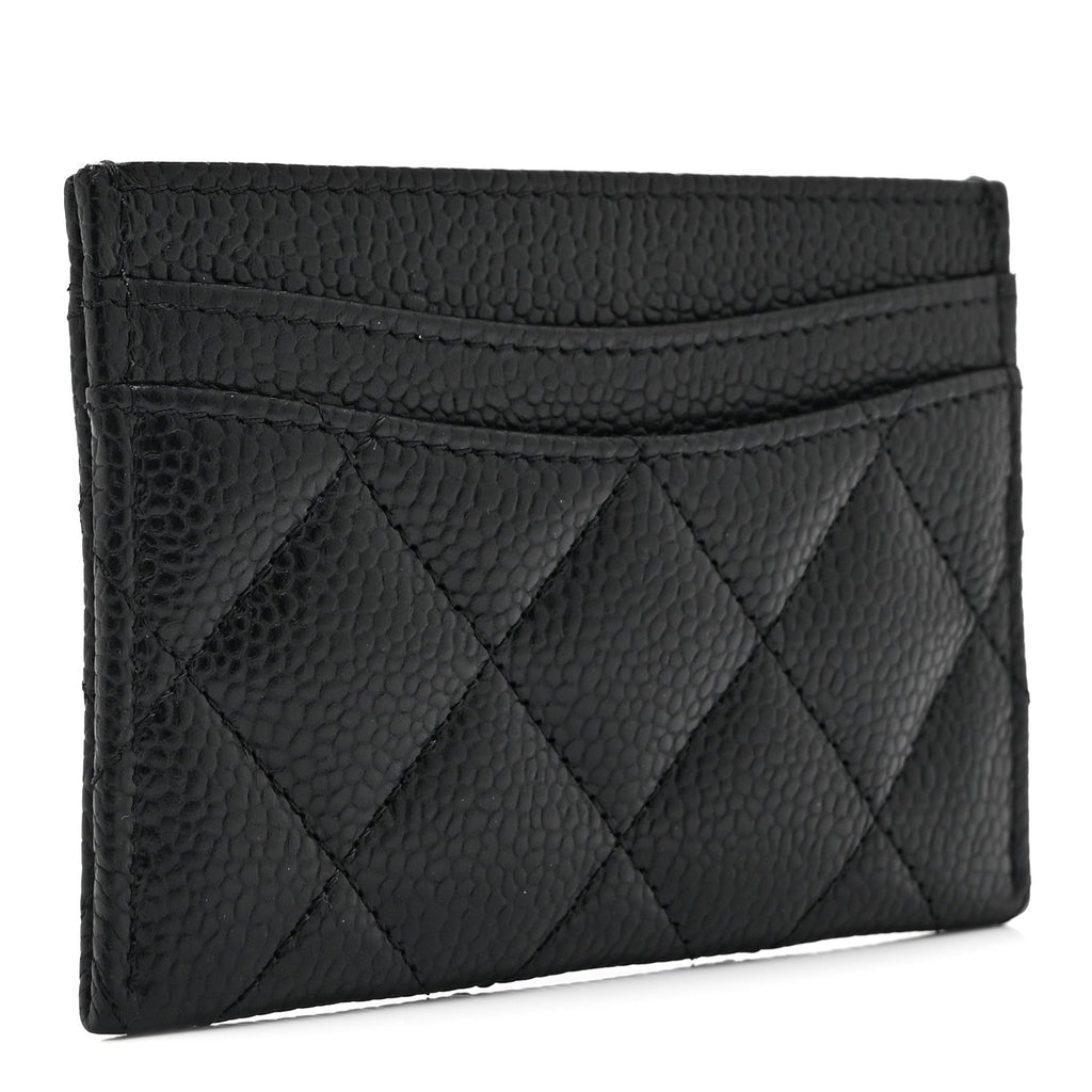 Caviar Quilted Card Holder Black