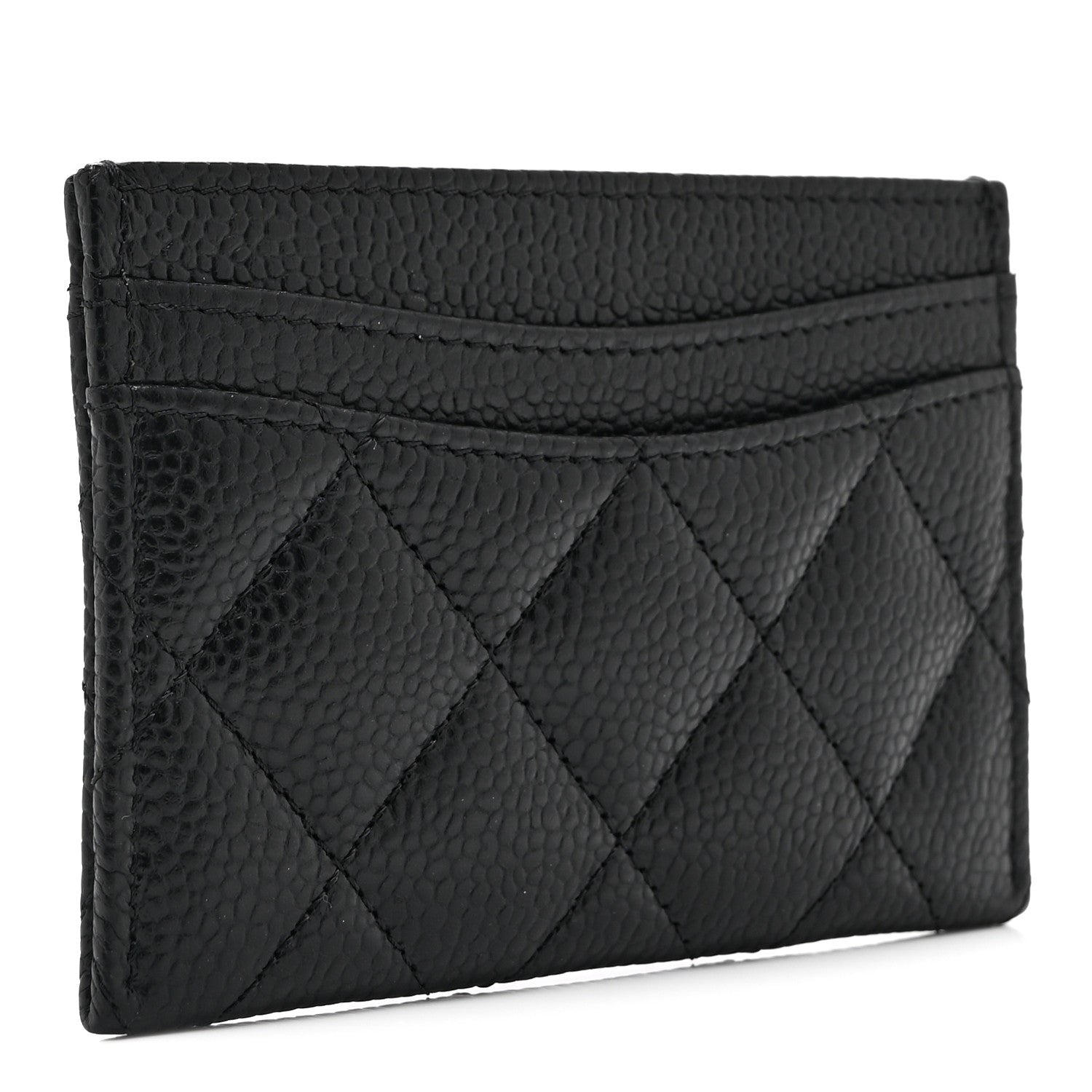 Caviar Quilted Card Holder Black