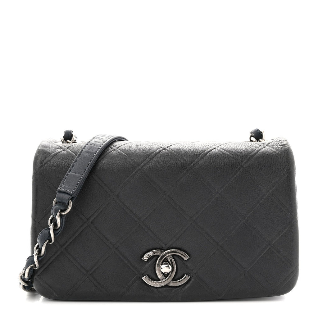 Chanel Calfskin Diamond Embossed New Chic Flap Blue