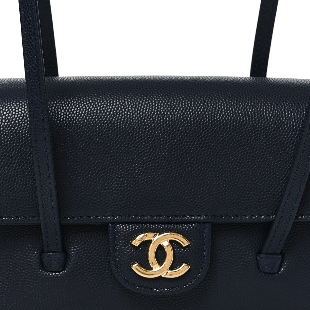 Chanel Shiny Caviar Mini Preppy Coco Shoulder Bag Dark Blue