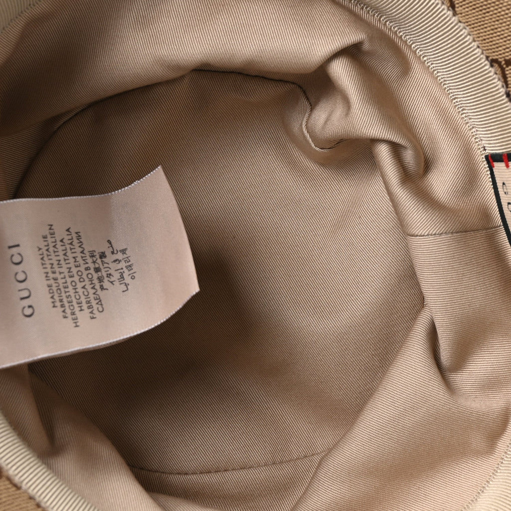 Gucci Monogram Textured Dollar Calfskin GG Jago Bucket Hat M Cacao Beige