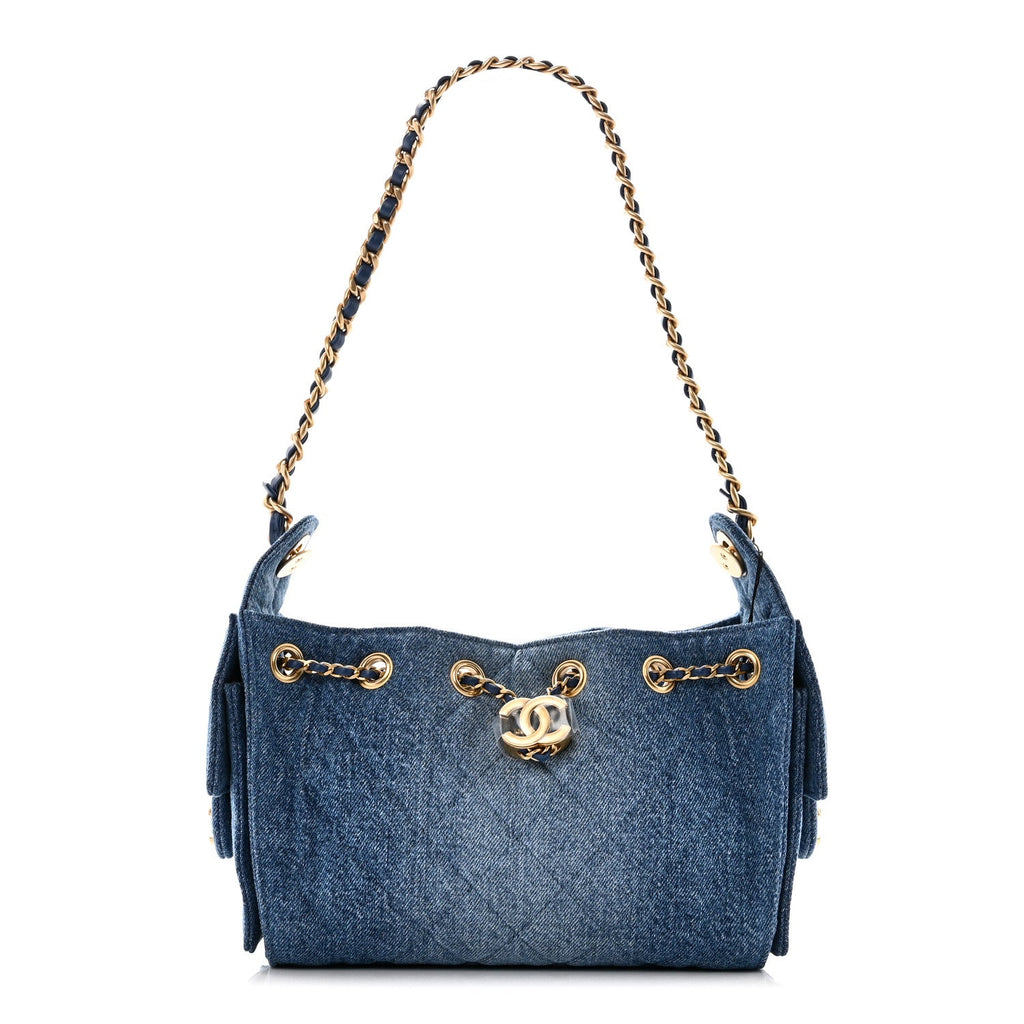 Chanel Washed Denim Quilted Mini Chanel 25 Handbag Blue