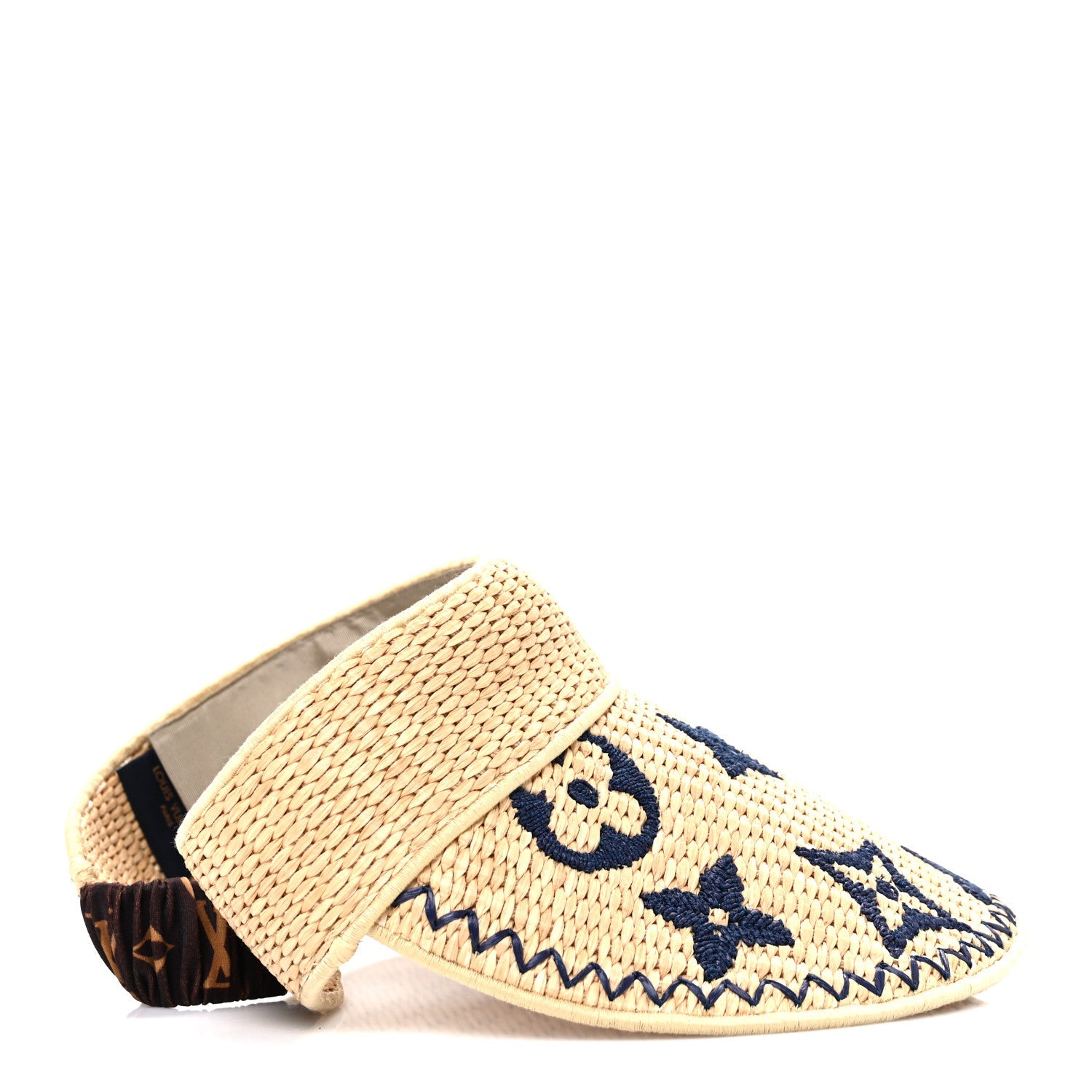 Louis Vuitton Calfskin Raffia Monogram Strawgram Visor Natural Blue