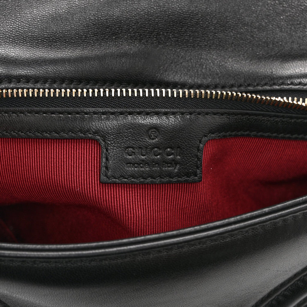 Gucci Lambskin Matelasse Medium GG Marmont Shoulder Bag Black