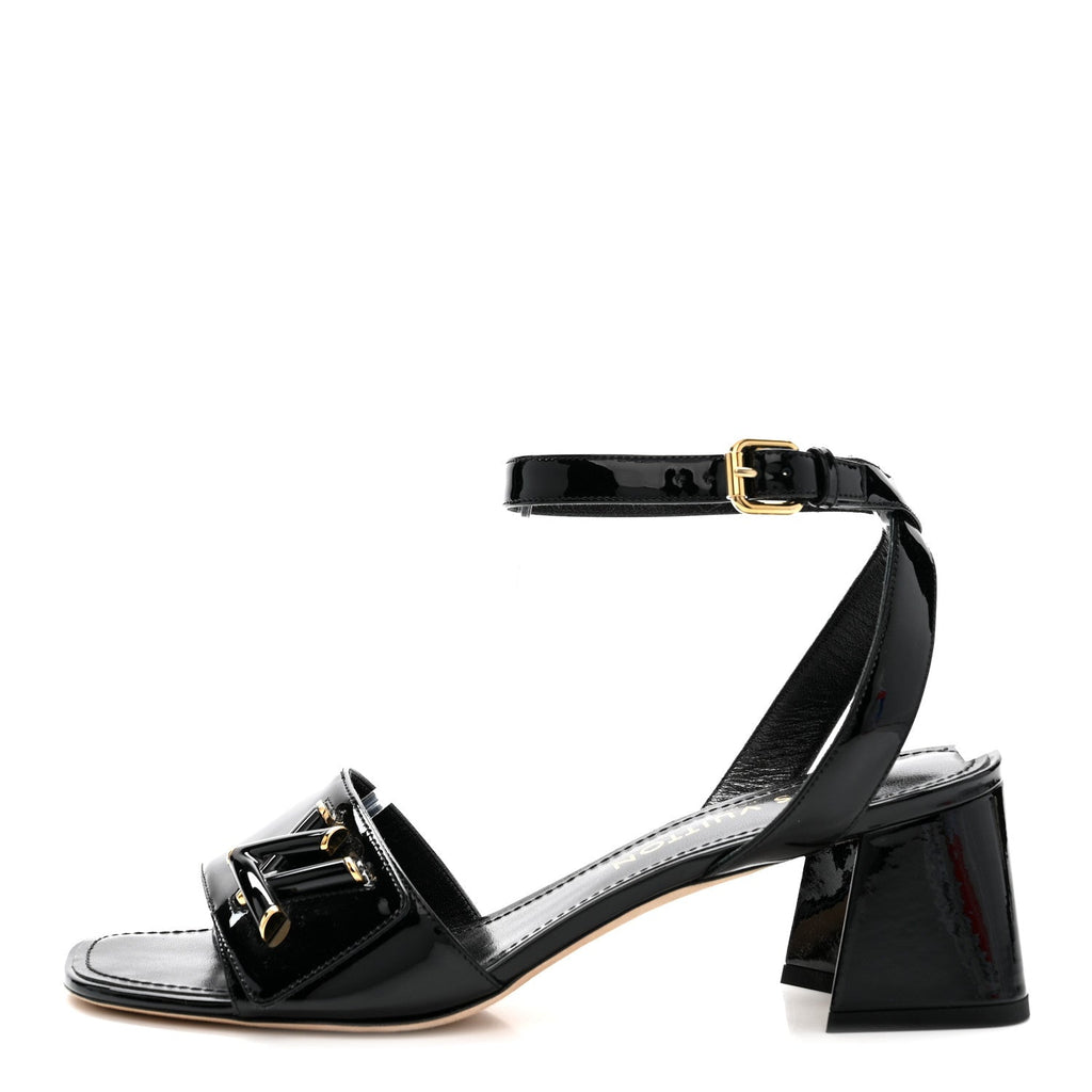 Louis Vuitton Patent Calfskin Shake Sandals 39 Black