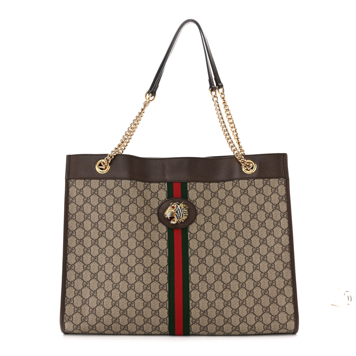 Gucci GG Supreme Monogram Large Rajah Chain Tote Beige New Acero